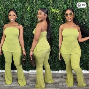 Strapless Ribbed Two-Piece Set